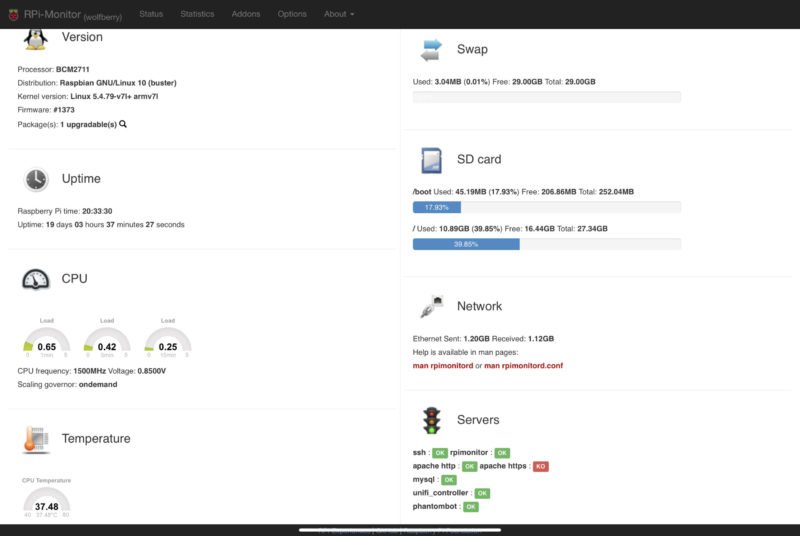 Phantombot Überwachung in RPi Monitor