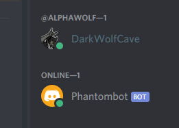 Phantombot sagt Hallo in Discord
