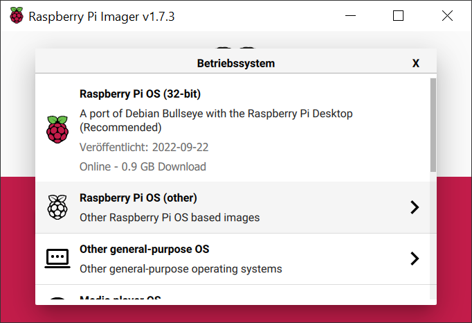 Raspberry Pi Imager V1.7.3