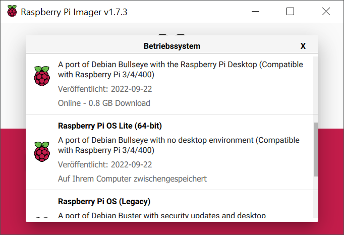 Raspberry Pi Imager V1.7.3