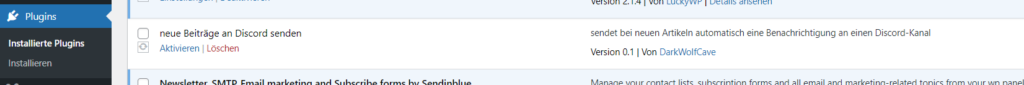 eigenes WordPress PlugIn - Discord aktivieren