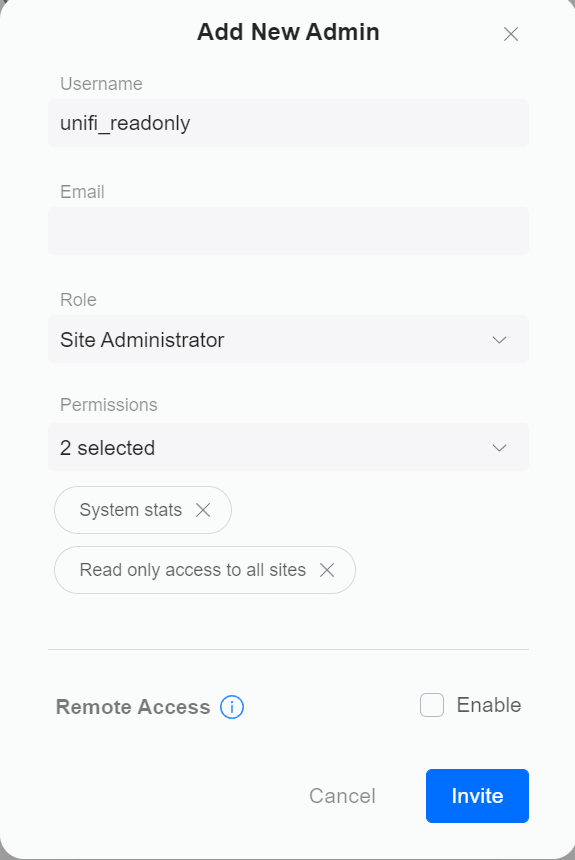 Unifi Gateway monitoren - eingeschränkte Rechte