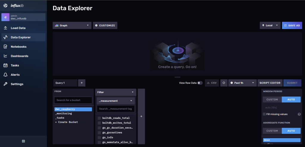 Raspberry Pi influxdb 2.x Query Builder