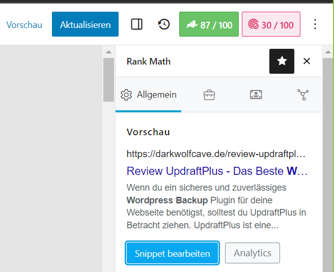 Rank Math Snippet bearbeiten