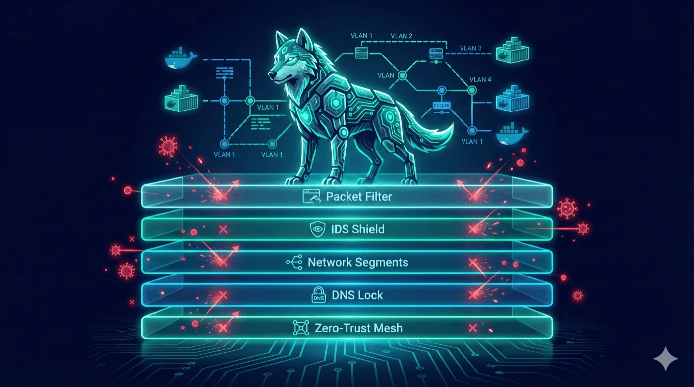 Cyber-Wolf auf mehrschichtiger Firewall — Netzwerksicherheit in Schichten