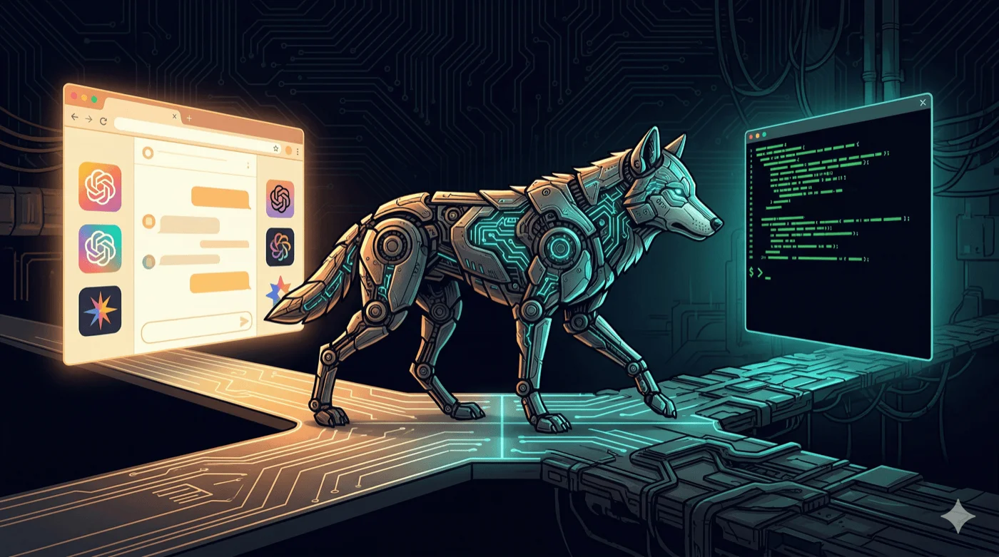 TypingMind Web-UI neben Claude Code Terminal — zwei KI-Workflows im Vergleich