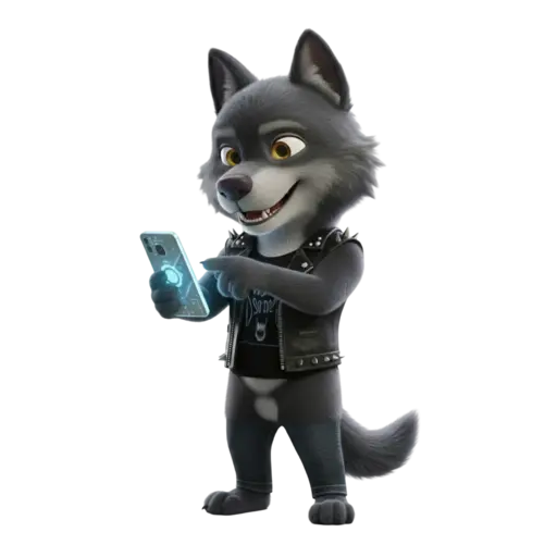 DarkWolf mit Smartphone