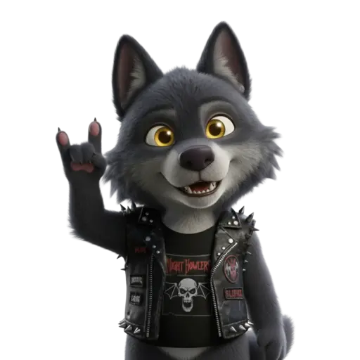 DarkWolf zeigt Rock-Geste