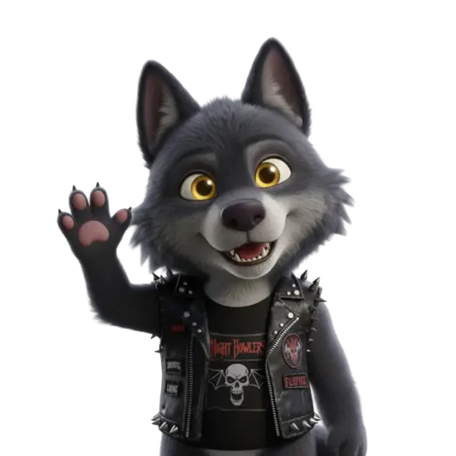 Wolf winkt zur Begrüßung