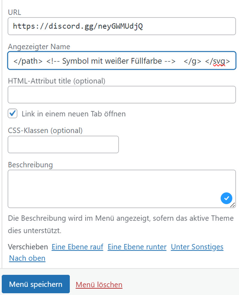 Speed Up Font Awesome - SVG im Menü